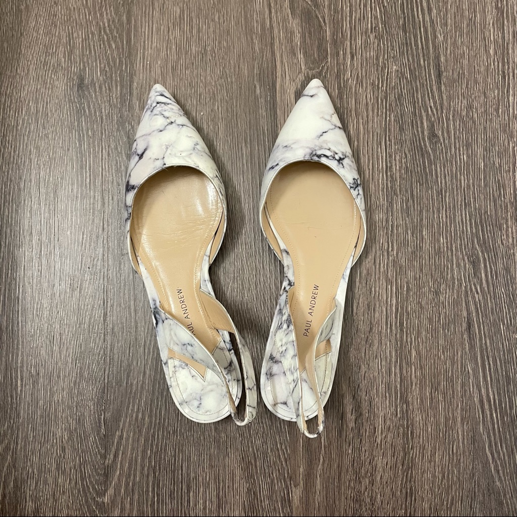 Paul Andrew Granite Print Patent Leather Sling Back